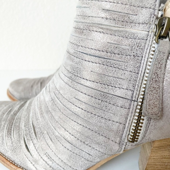 Paul Green Malibu Womens Ankle Boots 7 Metallic Leather Nubuck Sliced Zipper - Picture 8 of 12